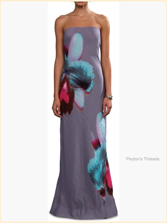 Dresses & Skirts - Linen Silk Shift Dress Square Neck Strapless Maxi Dress with Zipper Back